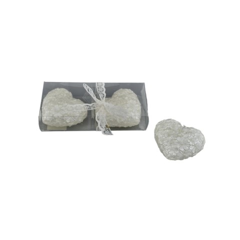 SET 2 CANDELE CUORE PERLATE